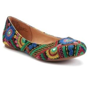 NWT Sonoma Jane Multicolored Textile Embroidered Slip On Ballet 6 Medium